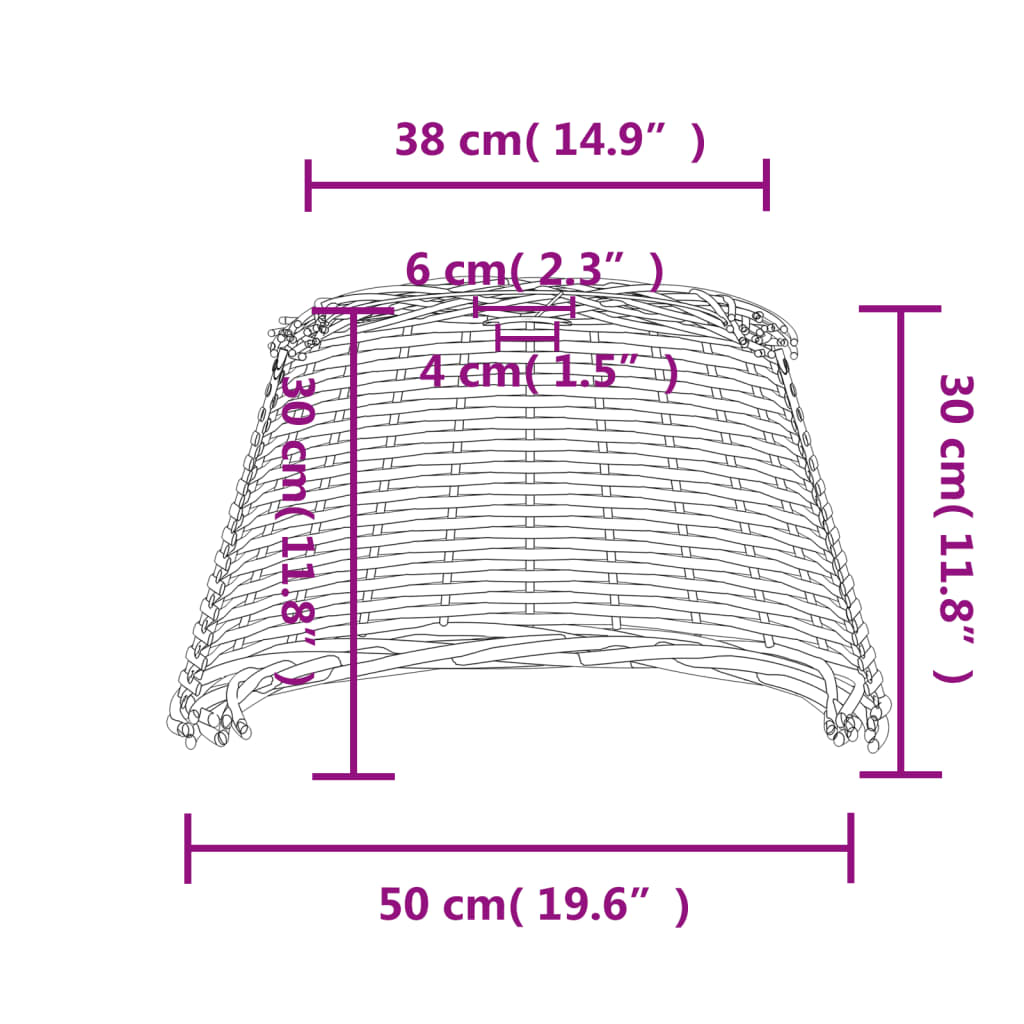 Plafondlampenkap Ø50X30 Cm Wicker Wit
