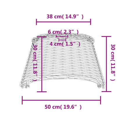 Plafondlampenkap Ø50X30 Cm Wicker Wit