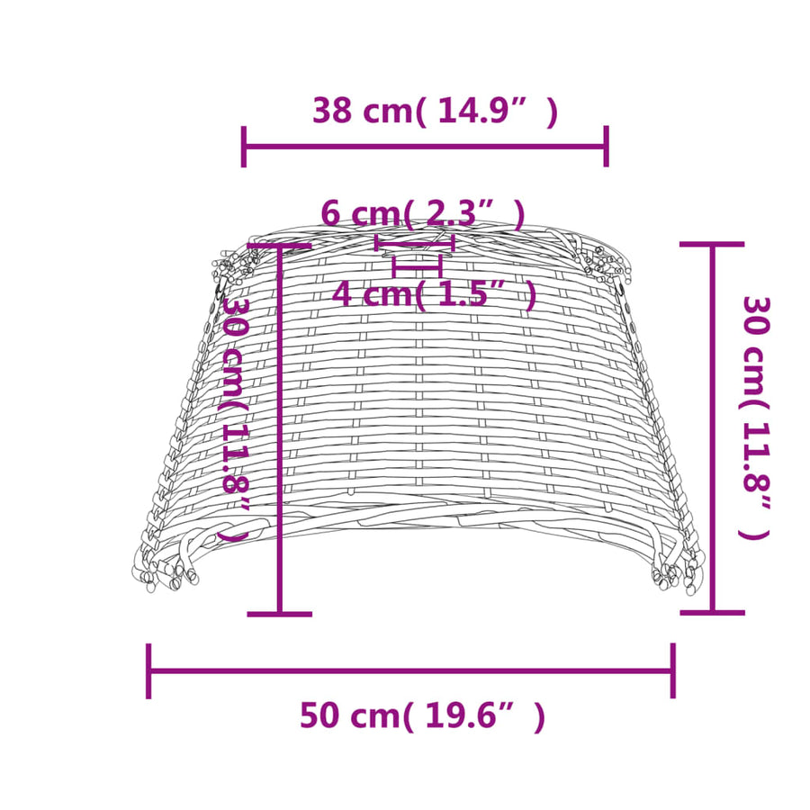Plafondlampenkap Ø50X30 Cm Wicker Wit