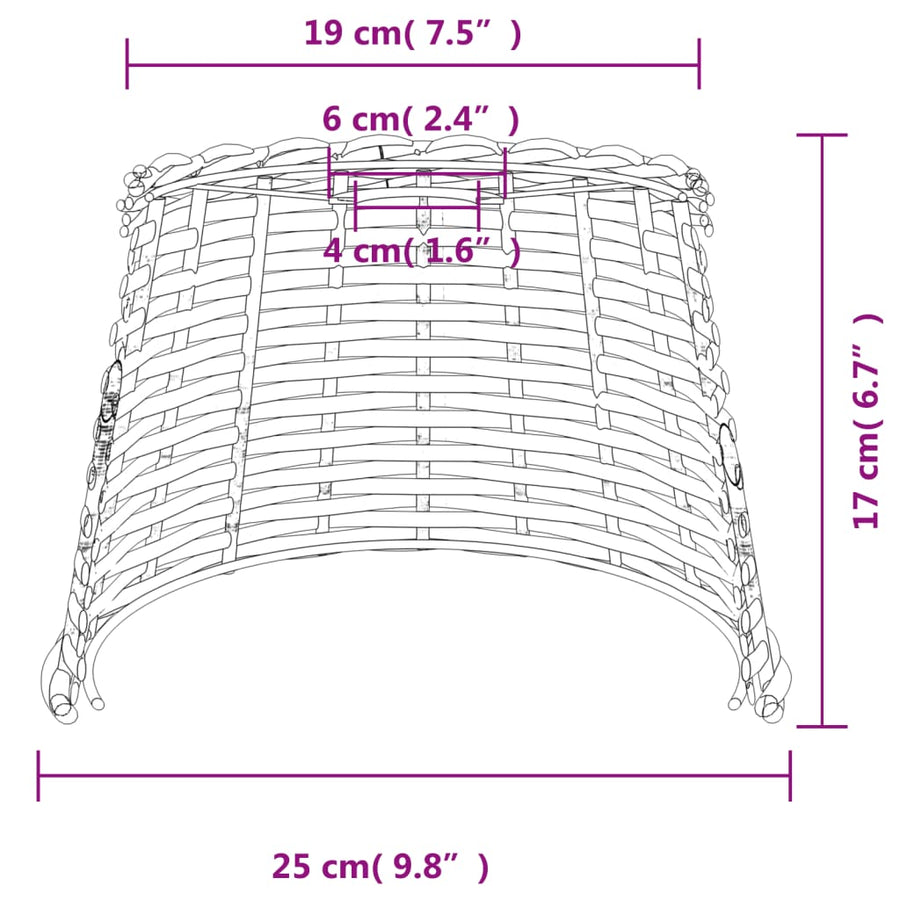 Plafondlampenkap Ø25X17 Cm Wicker Bruin
