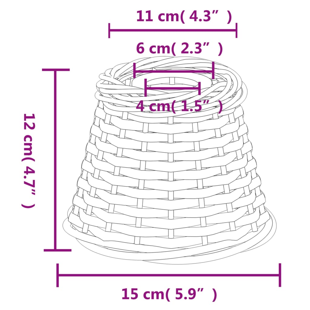 Lampenkap Ø15X12 Cm Wicker Wit
