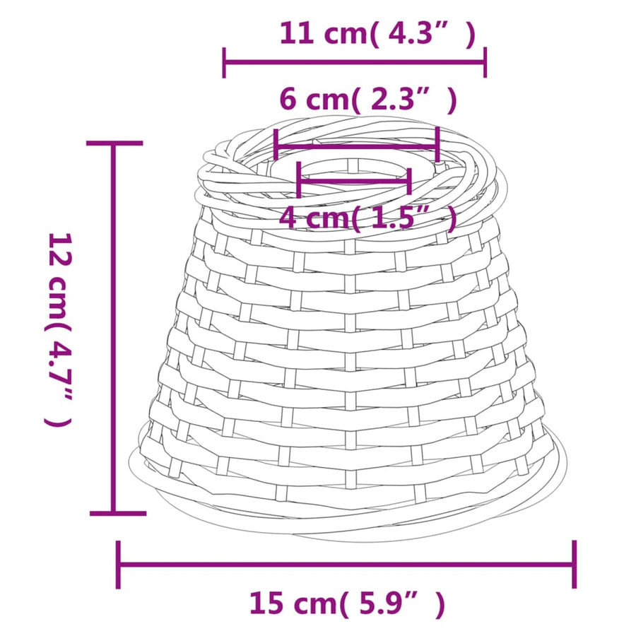 Lampenkap Ø15X12 Cm Wicker Wit