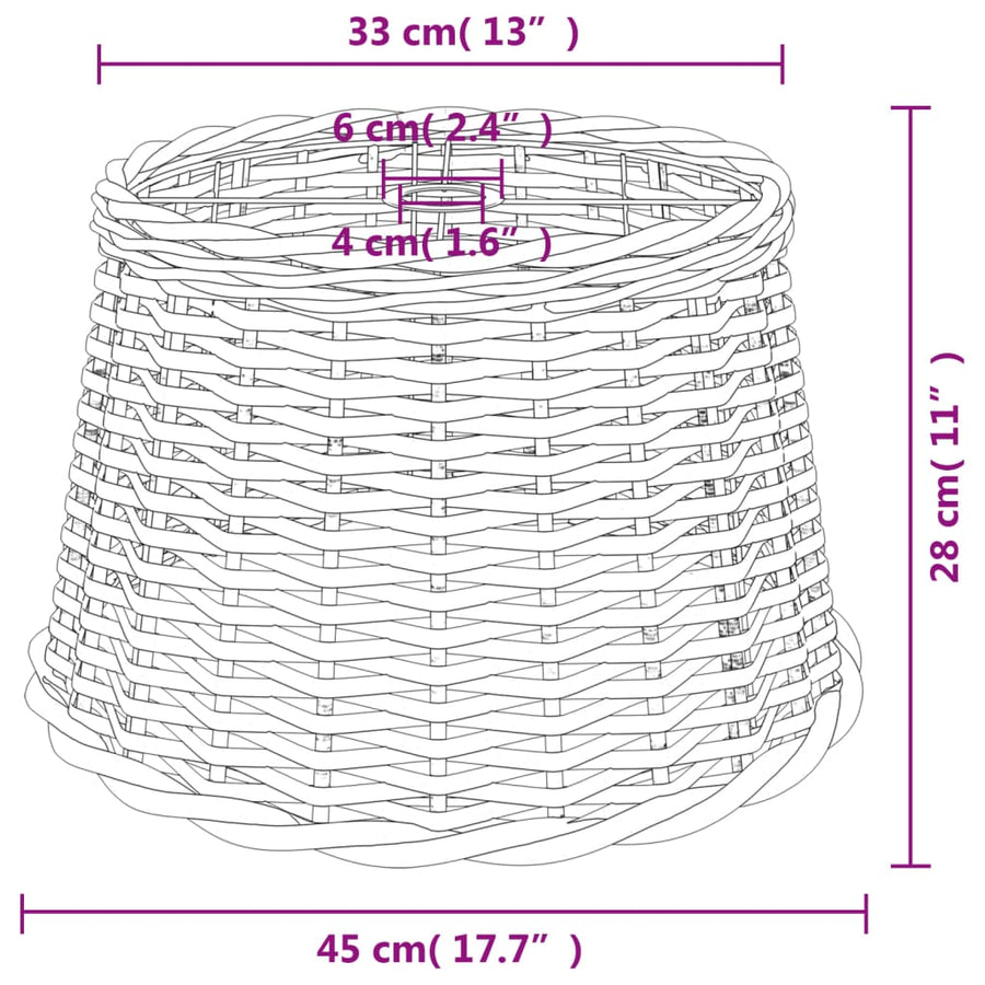 Lampenkap Ø45X28 Cm Wicker Wit