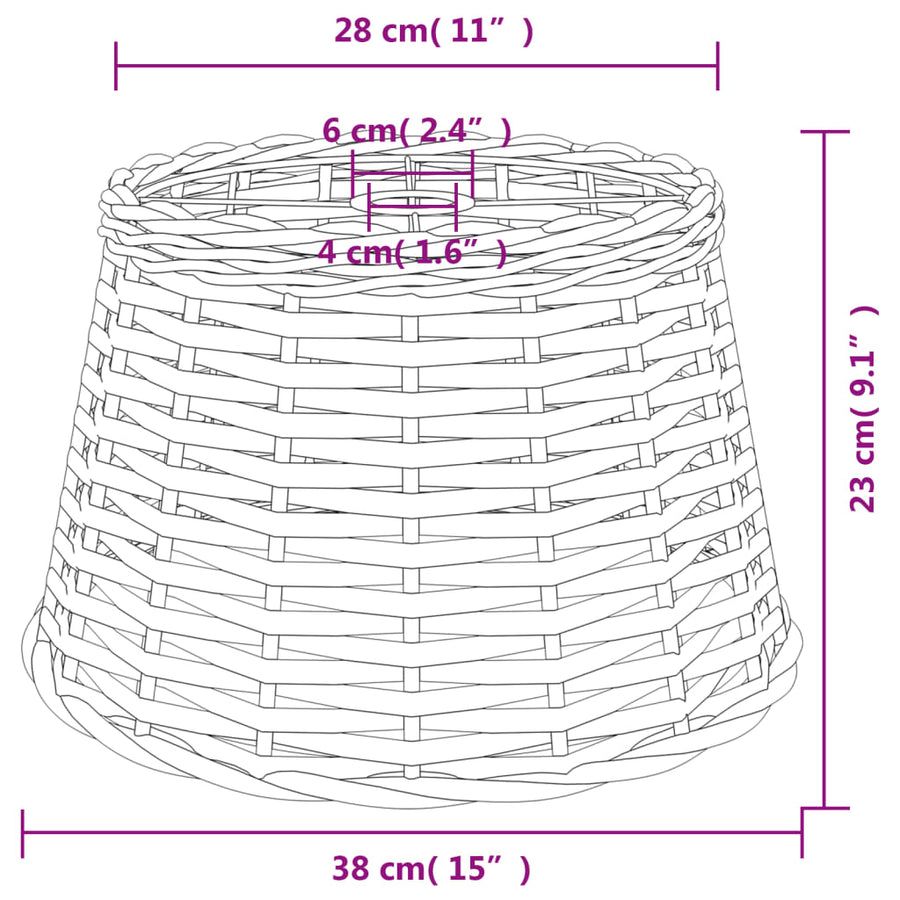 Lampenkap Ø38X23 Cm Wicker Bruin