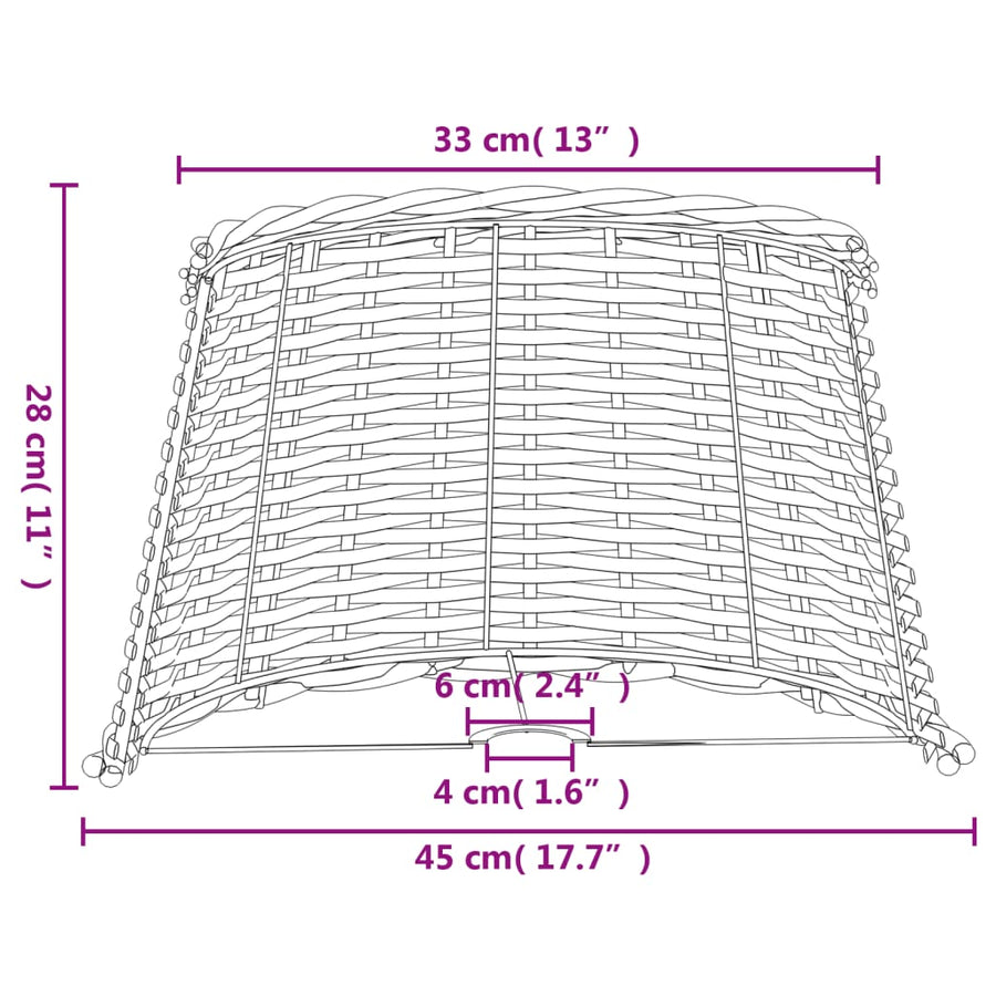 Lampenkap Ø45X28 Cm Wicker Ø 45 x 28 cm Bruin