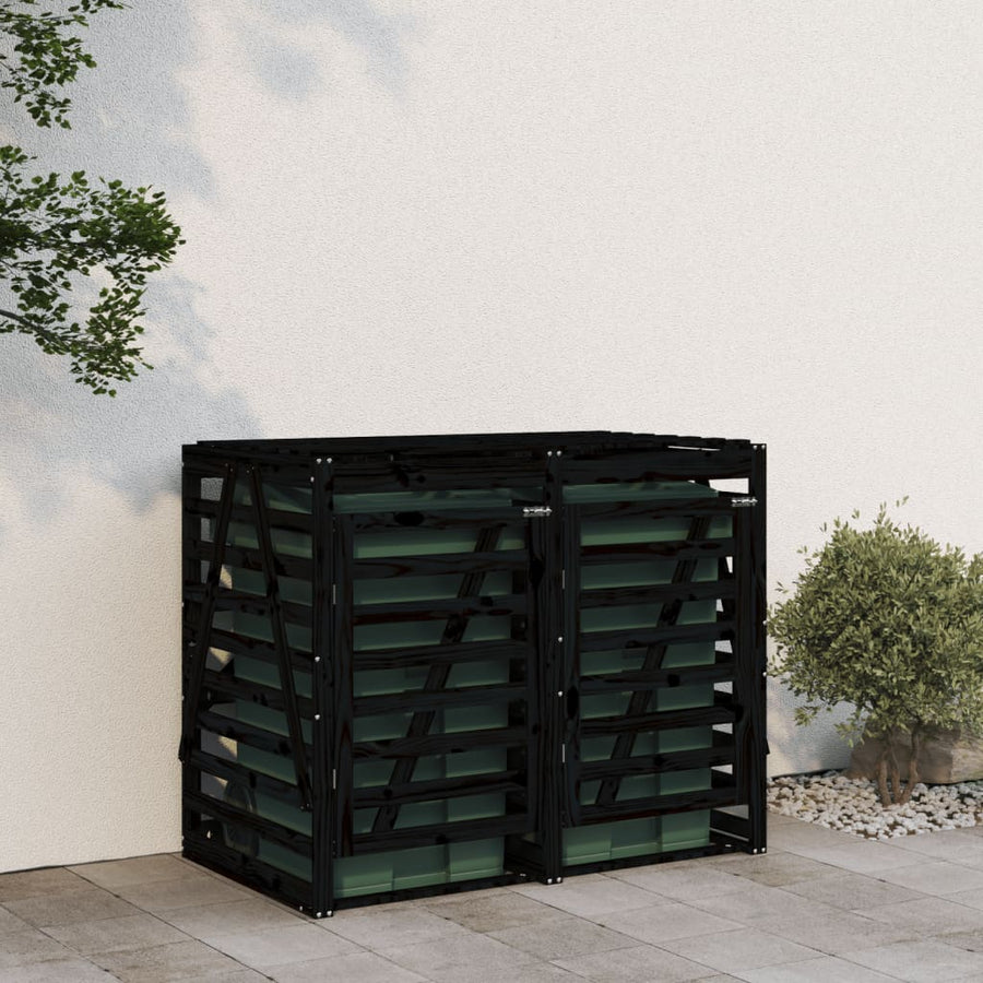 Containerberging Dubbel Massief Grenenhout Zwart Zwart grenenhout