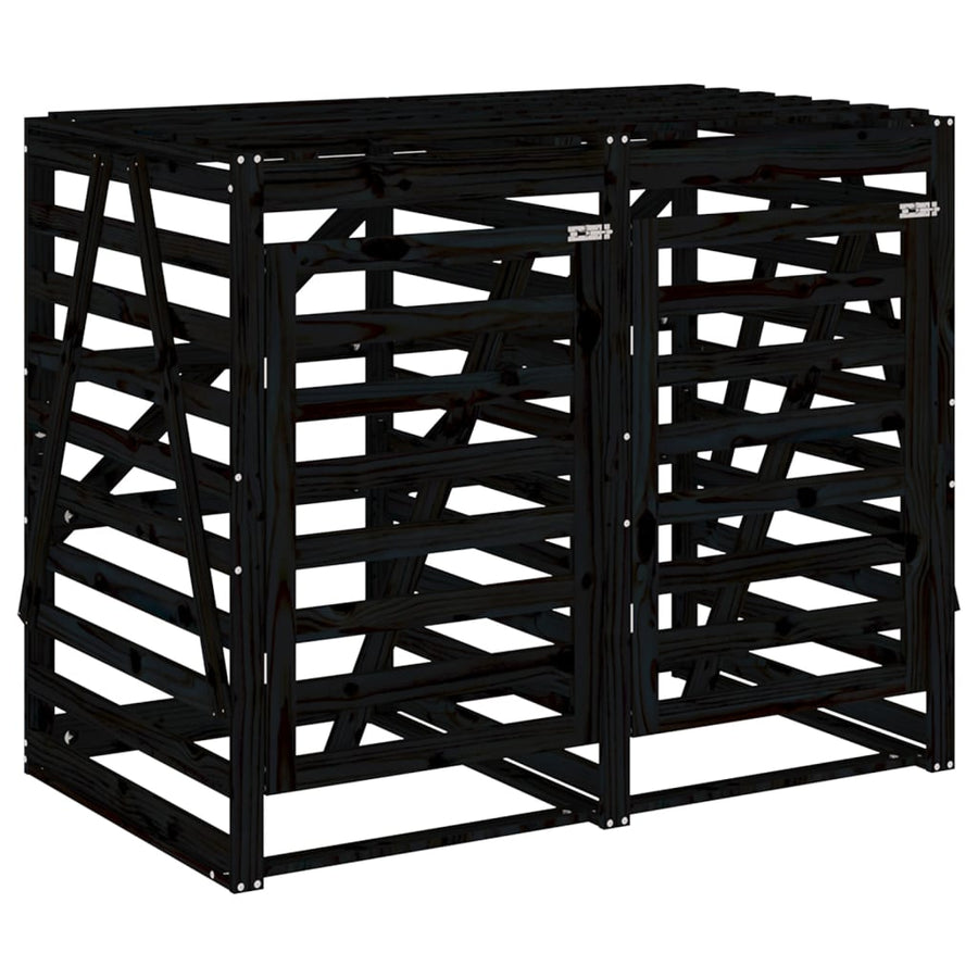 Containerberging Dubbel Massief Grenenhout Zwart Zwart grenenhout