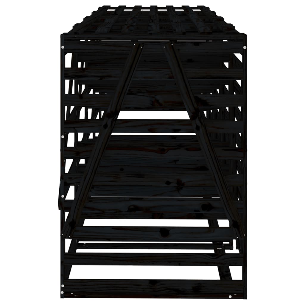 Containerberging Viervoudig Massief Grenenhout Zwart Zwart grenenhout