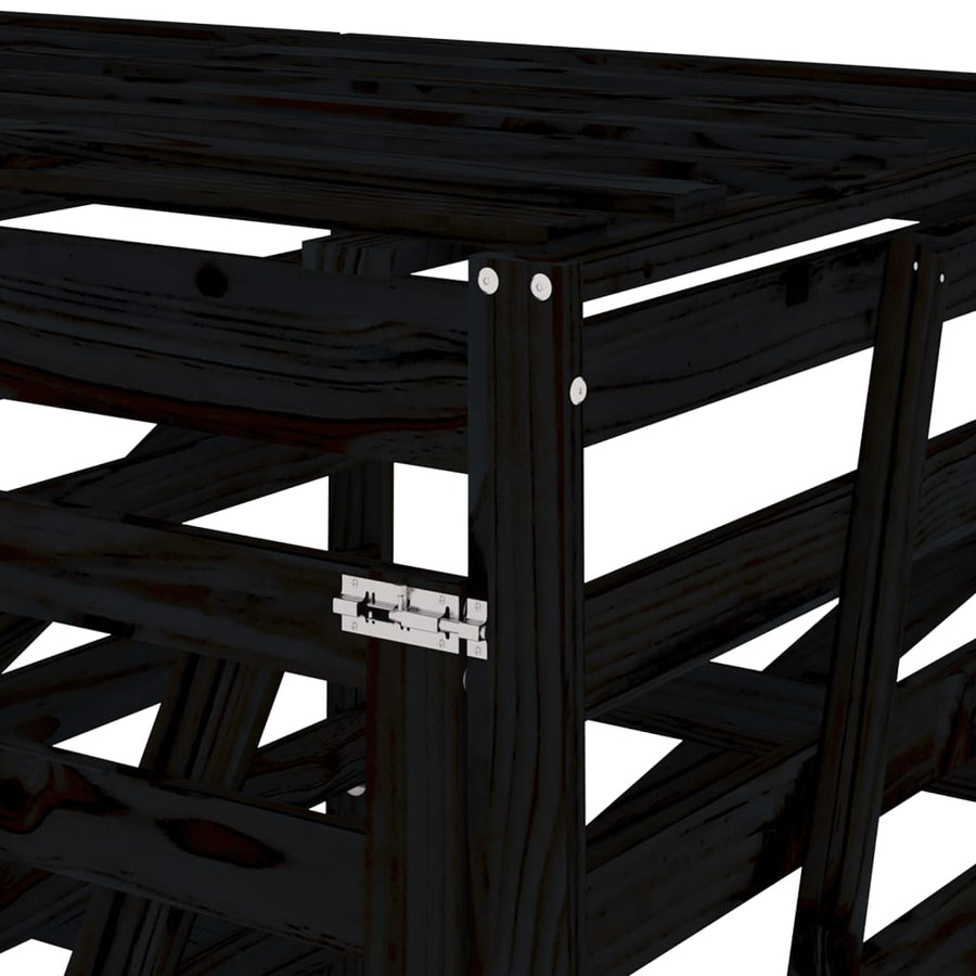 Containerberging Viervoudig Massief Grenenhout Zwart Zwart grenenhout