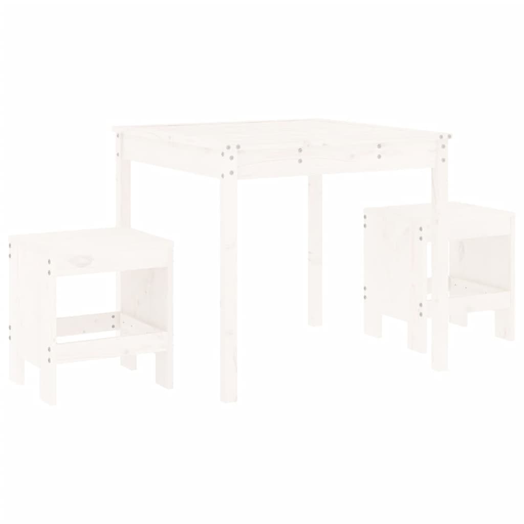 -Delige Bistroset Massief Grenenhout Wit Wit grenenhout