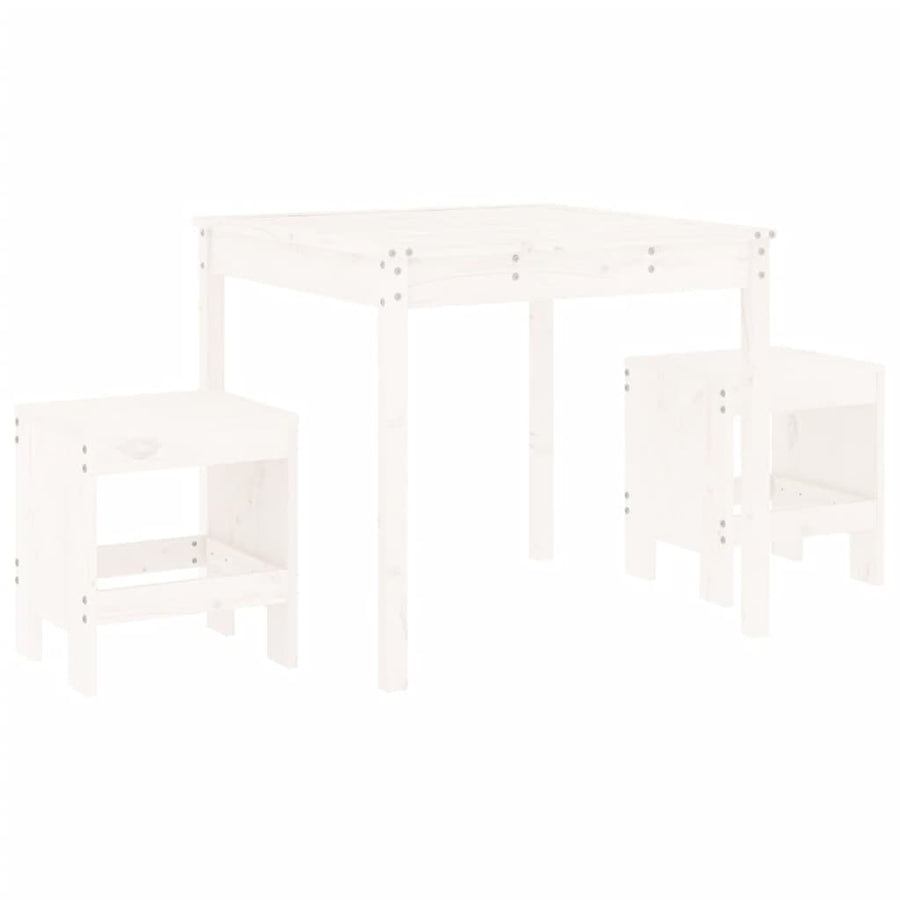 -Delige Bistroset Massief Grenenhout Wit Wit grenenhout