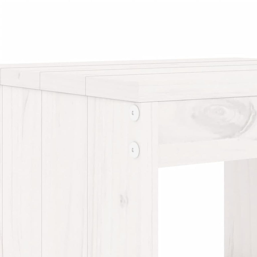 -Delige Bistroset Massief Grenenhout Wit Wit grenenhout