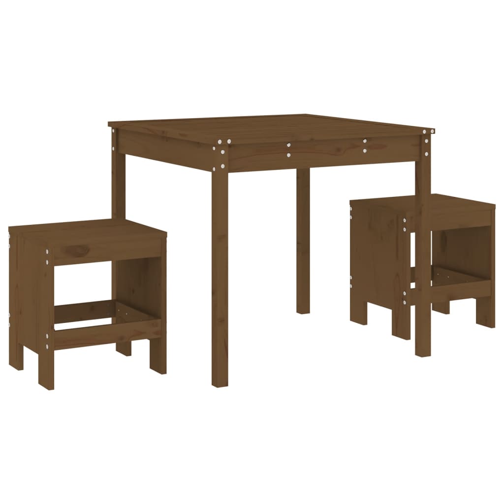 -Delige Bistroset Massief Grenenhout Honingbruin Honingbruin grenenhout