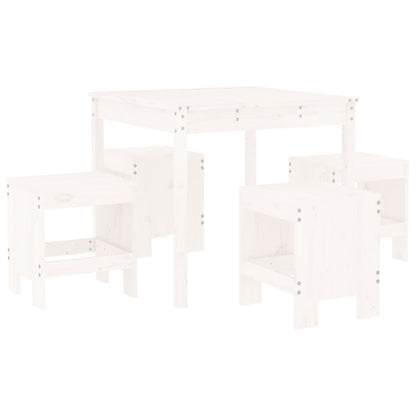 -Delige Tuinset Massief Grenenhout Wit Wit grenenhout