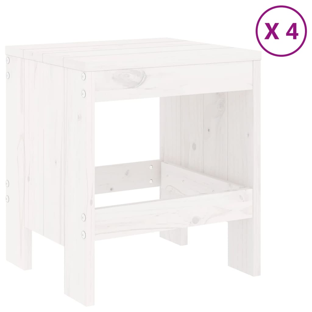 -Delige Tuinset Massief Grenenhout Wit Wit grenenhout