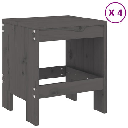 -Delige Tuinset Massief Grenenhout Grijs Grijs grenenhout