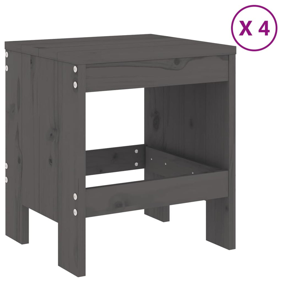-Delige Tuinset Massief Grenenhout Grijs Grijs grenenhout