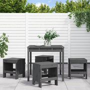 Tuinset 5-delig massief grenenhout grijs