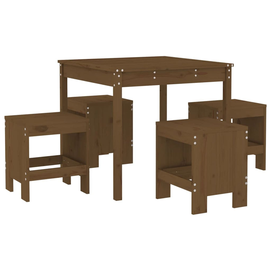 -Delige Tuinset Massief Grenenhout Honingbruin Honingbruin grenenhout