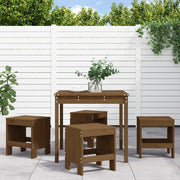 Tuinset 5-delig massief grenenhout honingbruin