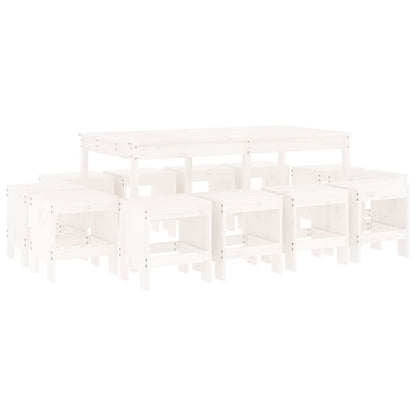 -Delige Tuinset Massief Grenenhout Wit Wit grenenhout