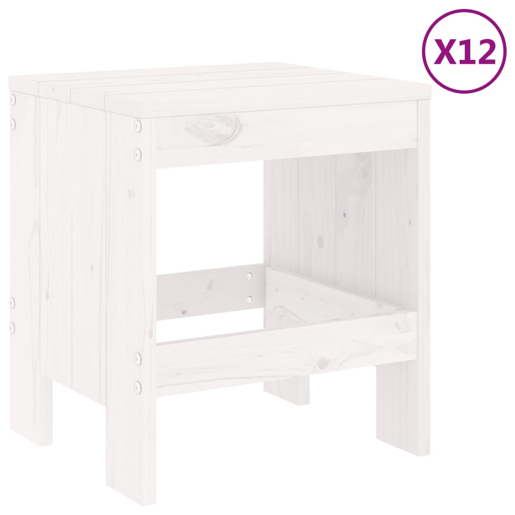 -Delige Tuinset Massief Grenenhout Wit Wit grenenhout