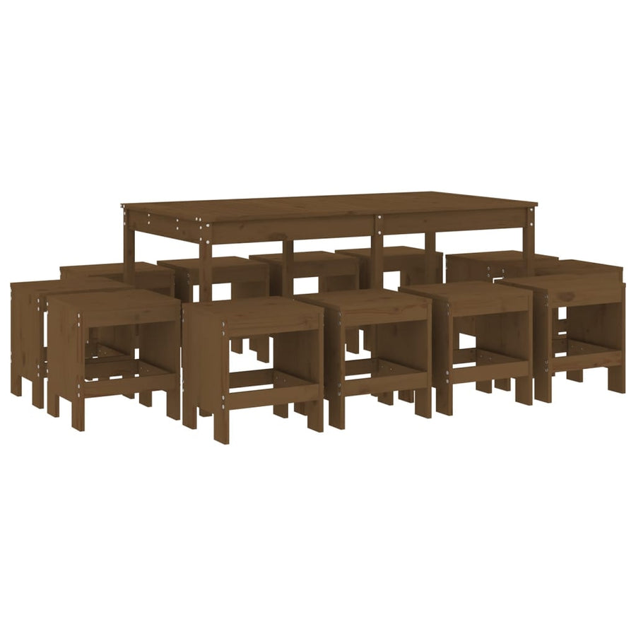 -Delige Tuinset Massief Grenenhout Honingbruin Honingbruin grenenhout