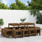 Tuinset massief grenenhout 13-delig honingbruin