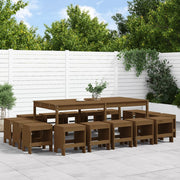 Tuinset 17-delig massief grenenhout honingbruin