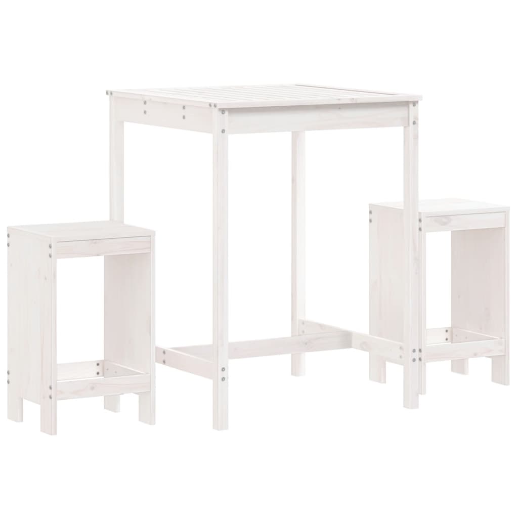 -Delige Barset Massief Grenenhout Wit Wit grenenhout