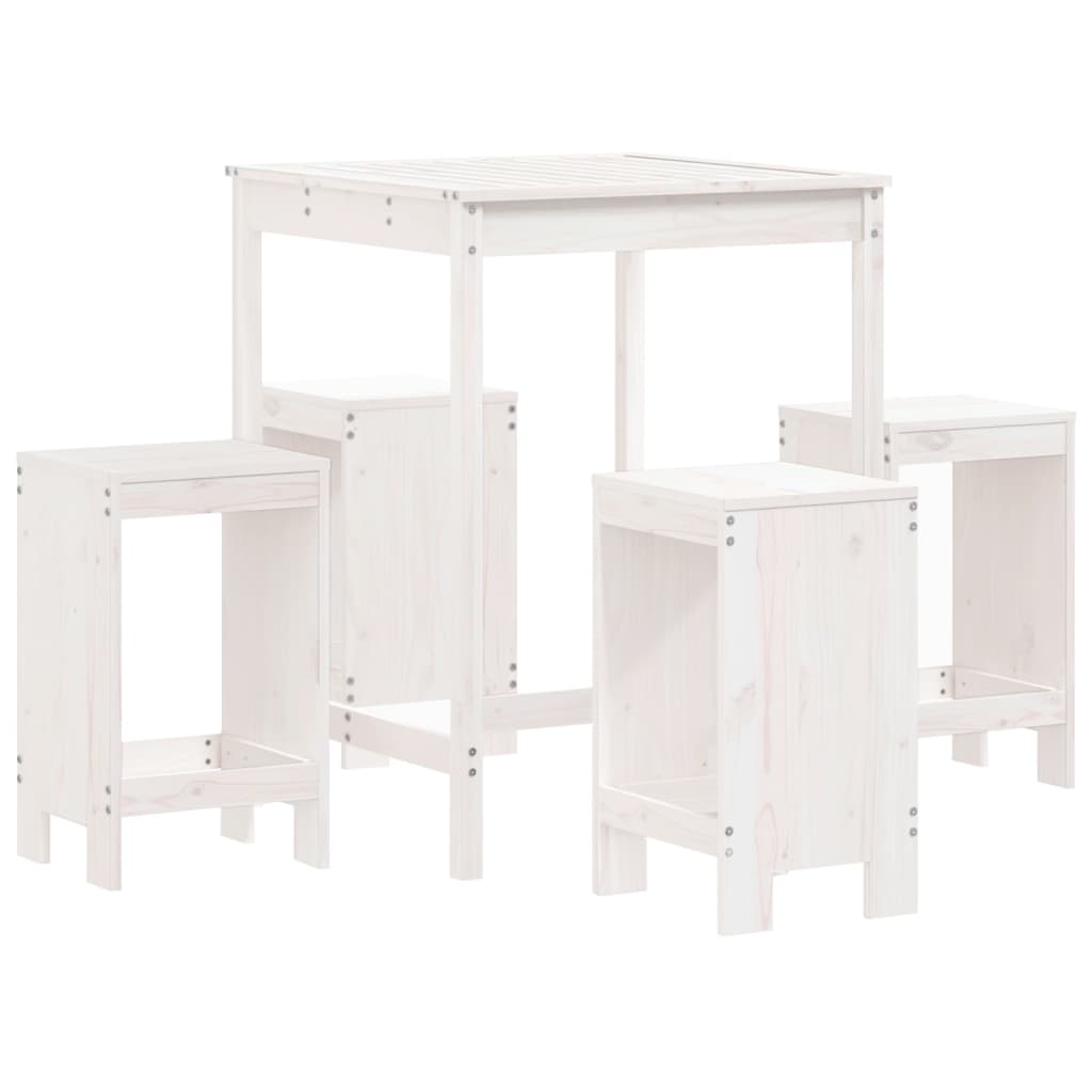 -Delige Barset Massief Grenenhout Wit Wit grenenhout
