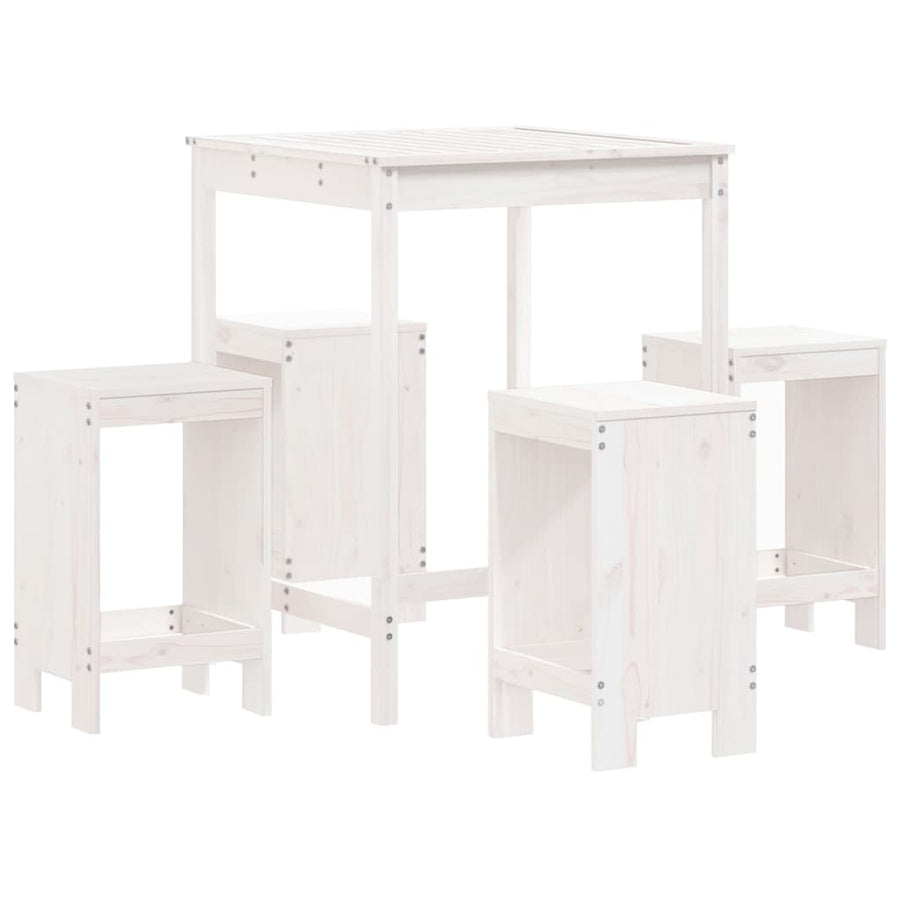 -Delige Barset Massief Grenenhout Wit Wit grenenhout