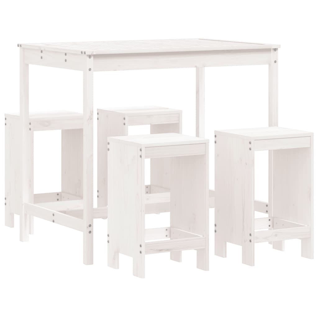 -Delige Barset Massief Grenenhout Wit Wit grenenhout