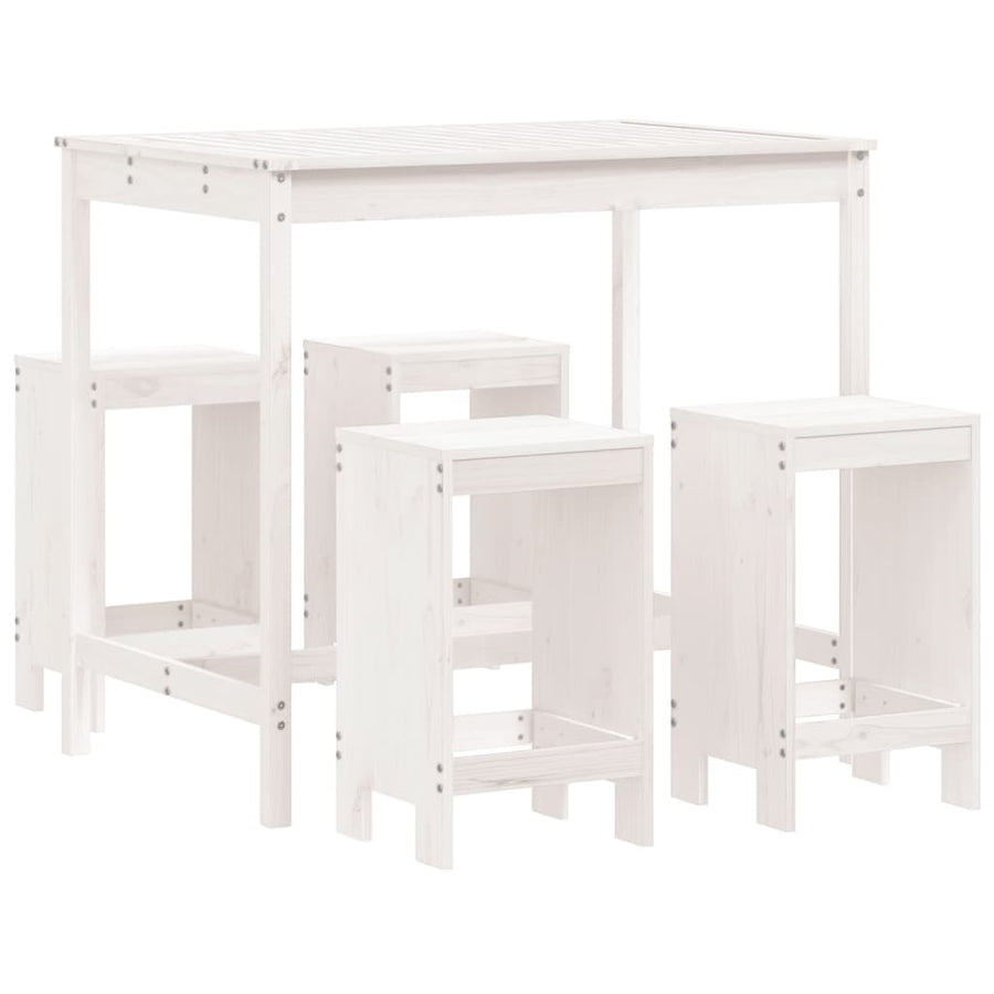 -Delige Barset Massief Grenenhout Wit Wit grenenhout