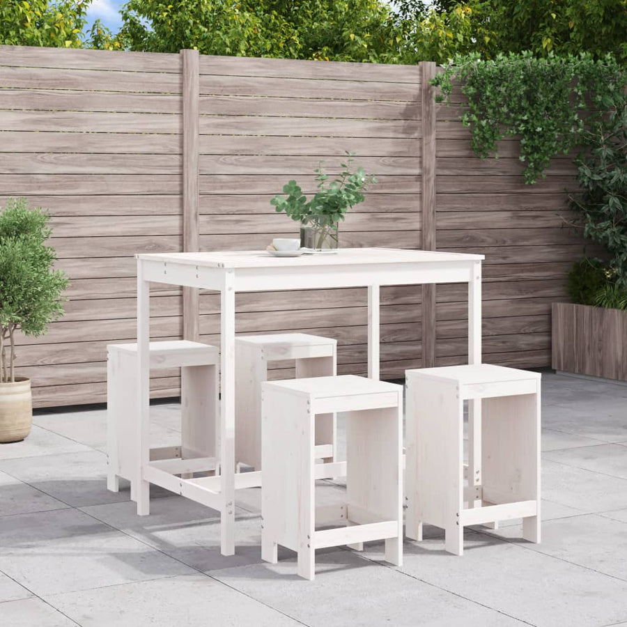 -Delige Barset Massief Grenenhout Wit Wit grenenhout