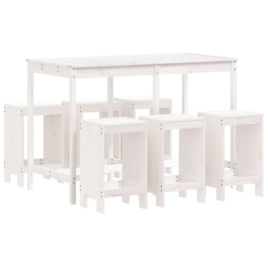 -Delige Barset Massief Grenenhout Wit Wit grenenhout
