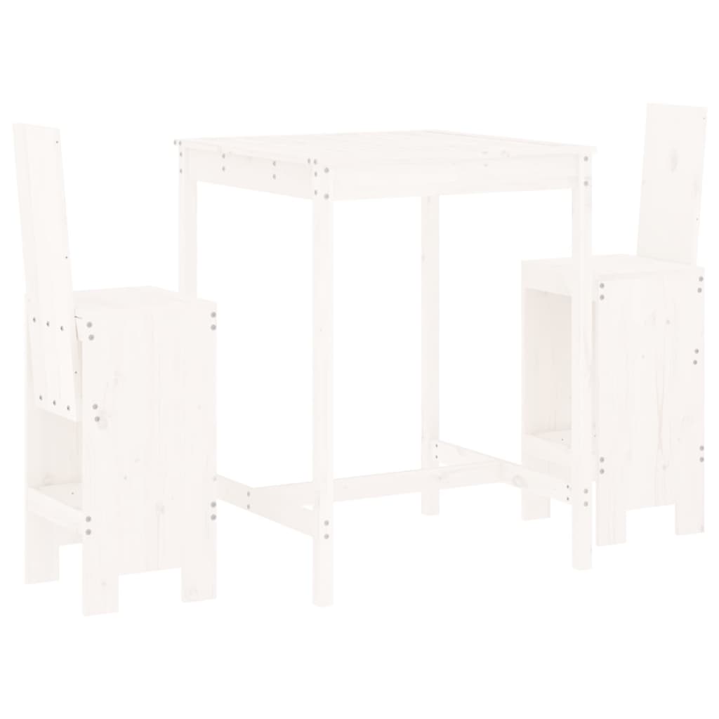 -Delige Barset Massief Grenenhout Wit Wit grenenhout