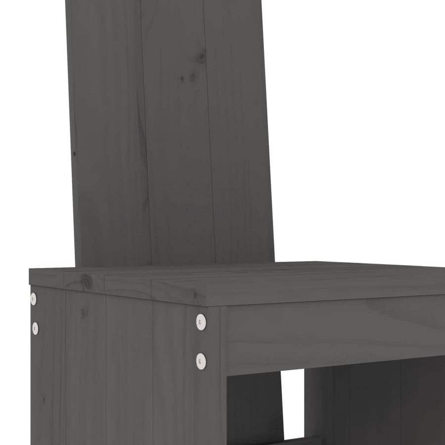 -Delige Tuinbarset Massief Grenenhout Grijs Grijs grenenhout