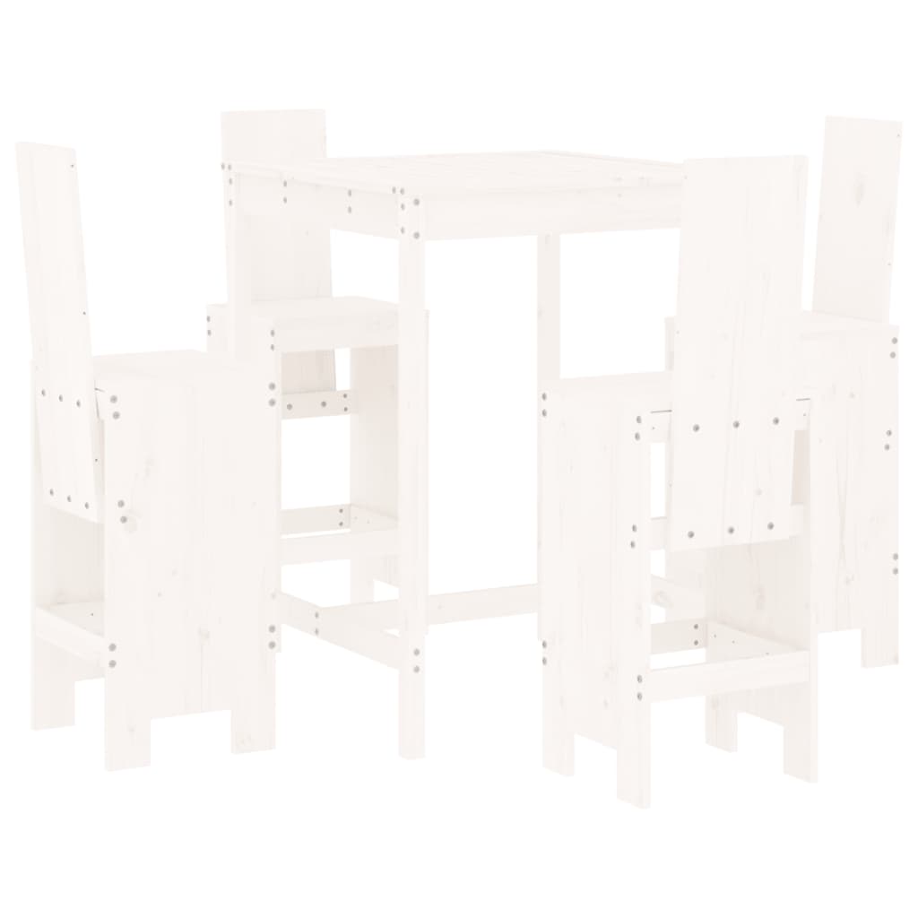 -Delige Barset Massief Grenenhout Wit Wit grenenhout