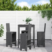 Tuinbarset 5-delig massief grenenhout grijs