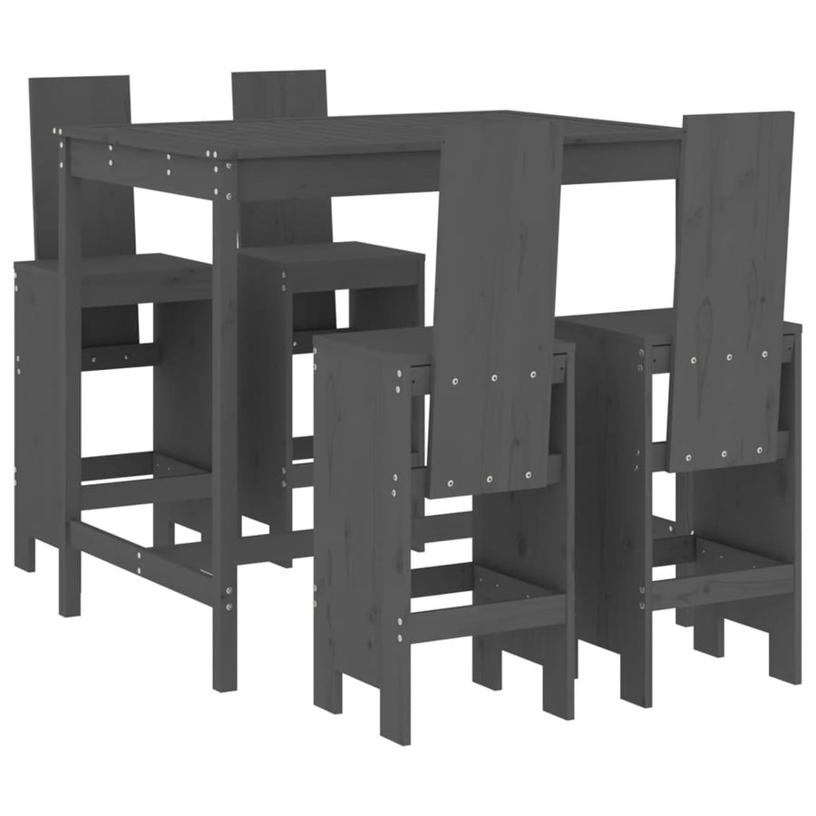 -Delige Tuinbarset Massief Grenenhout Grijs Grijs grenenhout