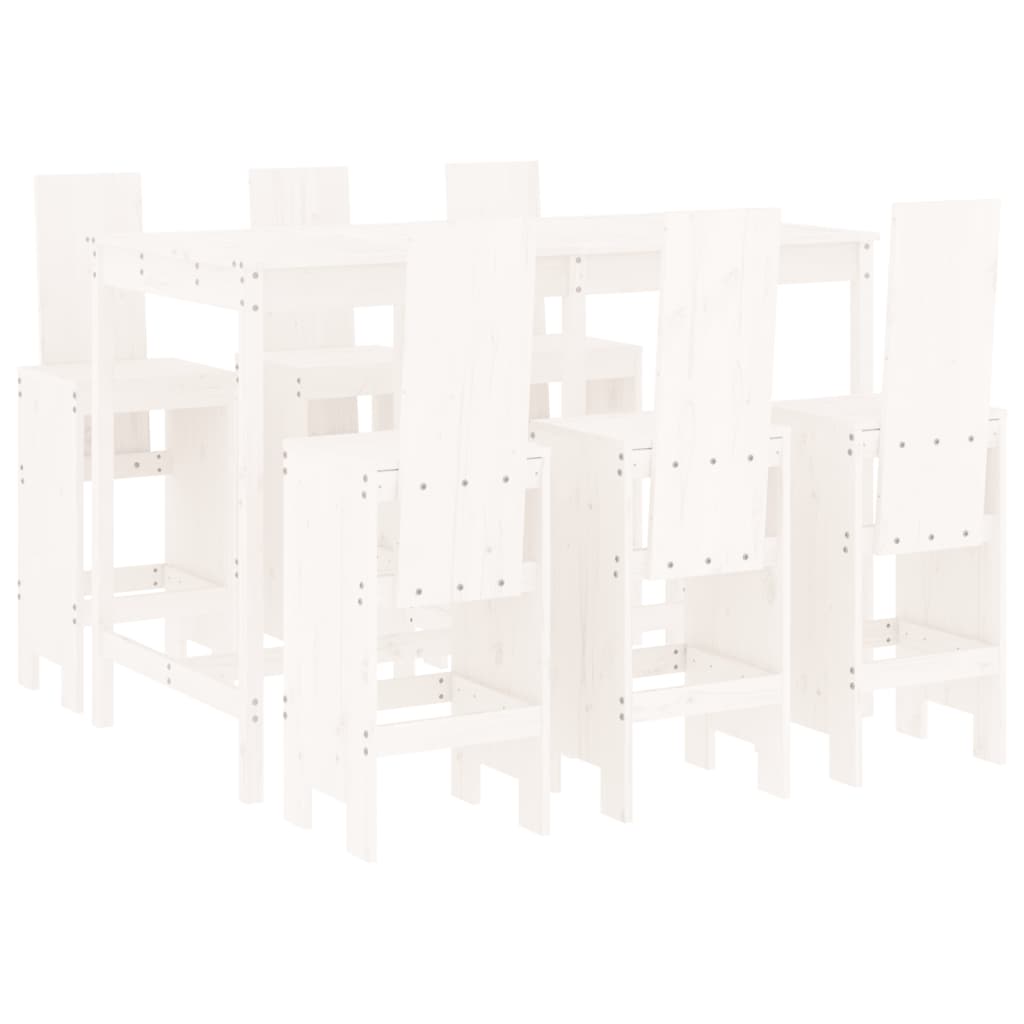 -Delige Barset Massief Grenenhout Wit Wit grenenhout