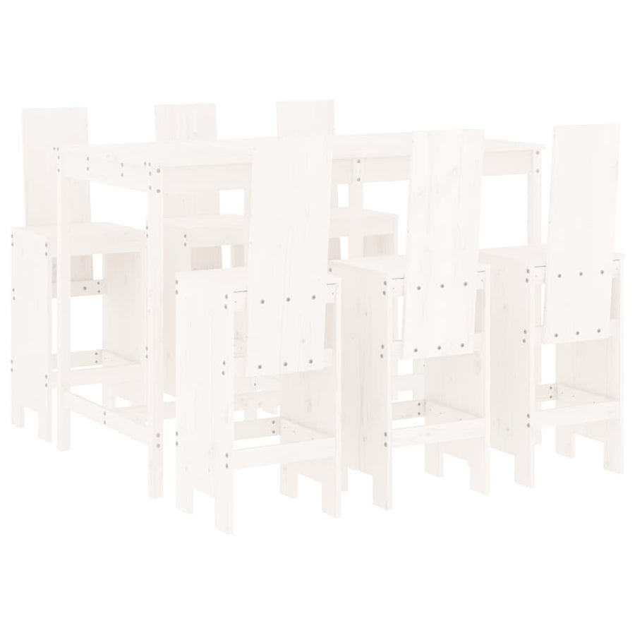 -Delige Barset Massief Grenenhout Wit Wit grenenhout