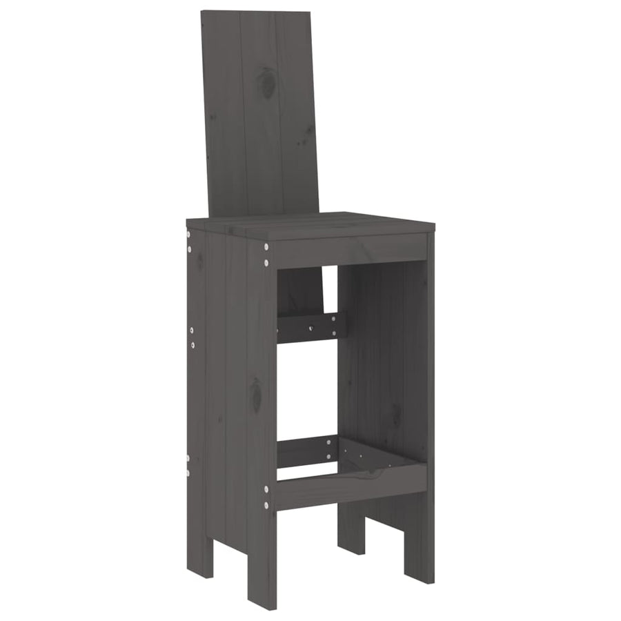 -Delige Tuinbarset Massief Grenenhout Grijs Grijs grenenhout