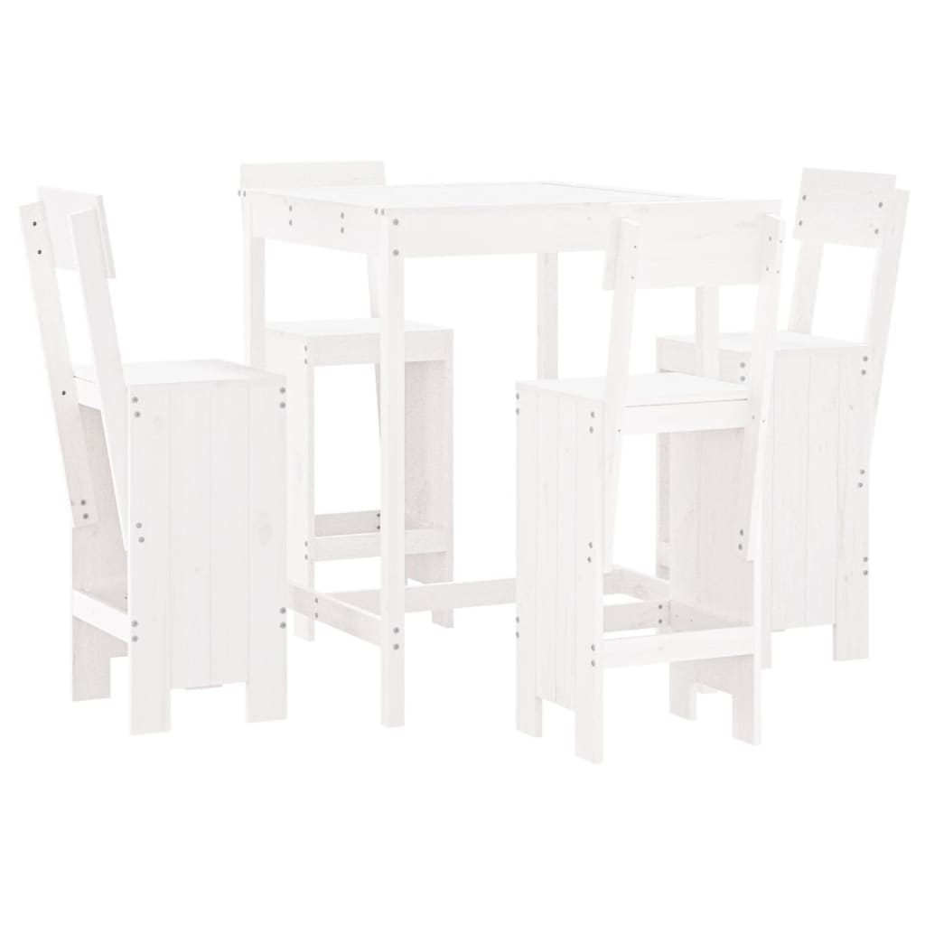 -Delige Barset Massief Grenenhout Wit Wit grenenhout