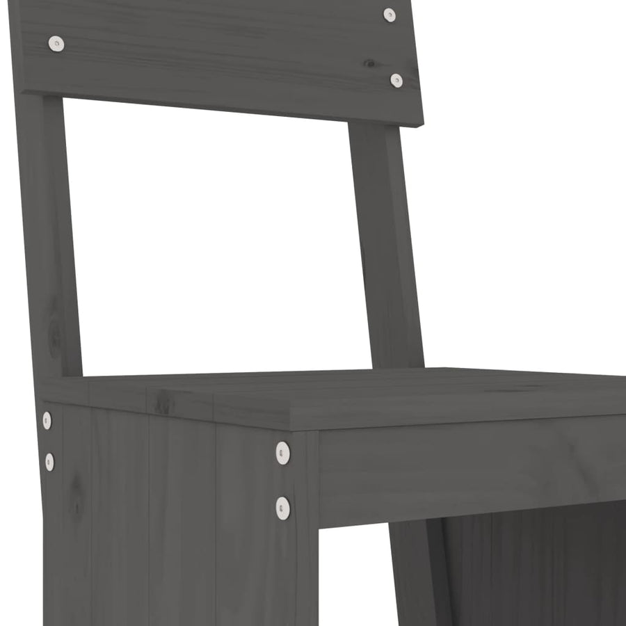 -Delige Tuinbarset Massief Grenenhout Grijs Grijs grenenhout