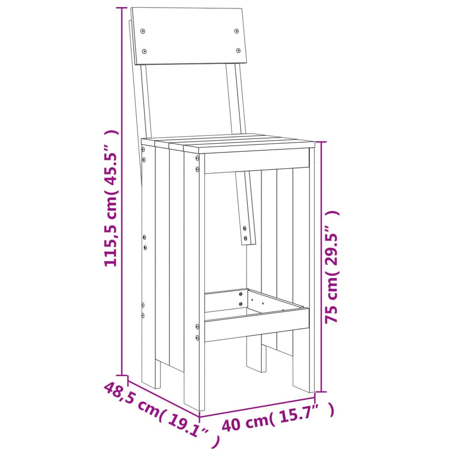 -Delige Barset Massief Grenenhout Wit Wit grenenhout