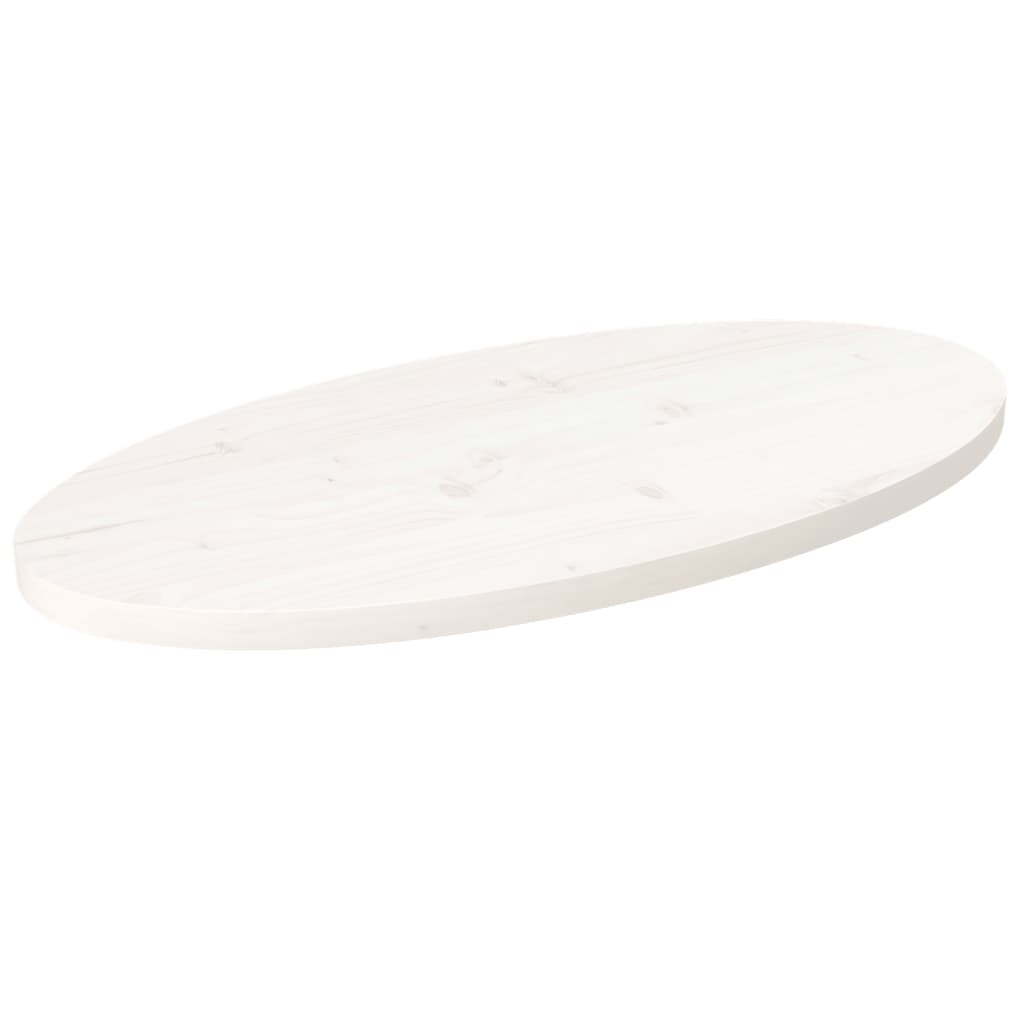 Tafelblad Ovaal 70X35X2,5 Cm Massief Grenenhout 70 x 35 x 2.5 cm Wit