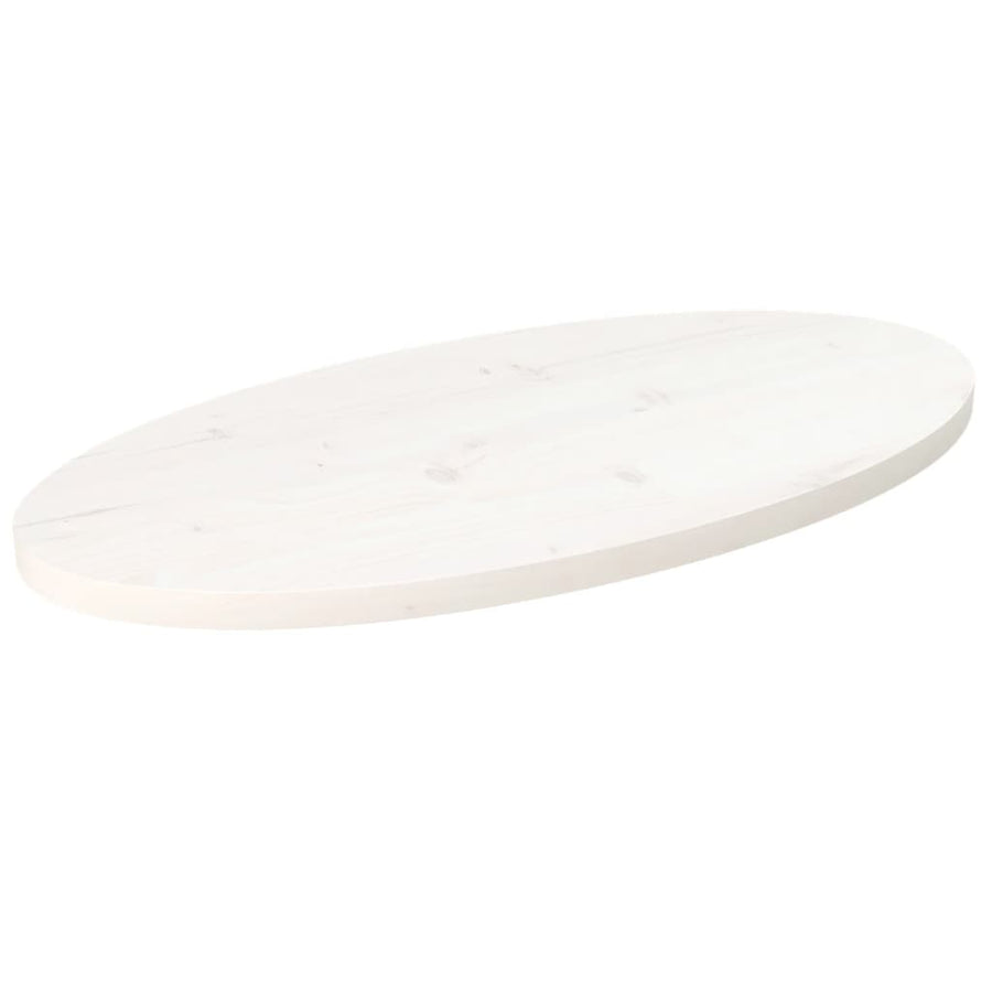 Tafelblad Ovaal 80X40X2,5 Cm Massief Grenenhout Wit
