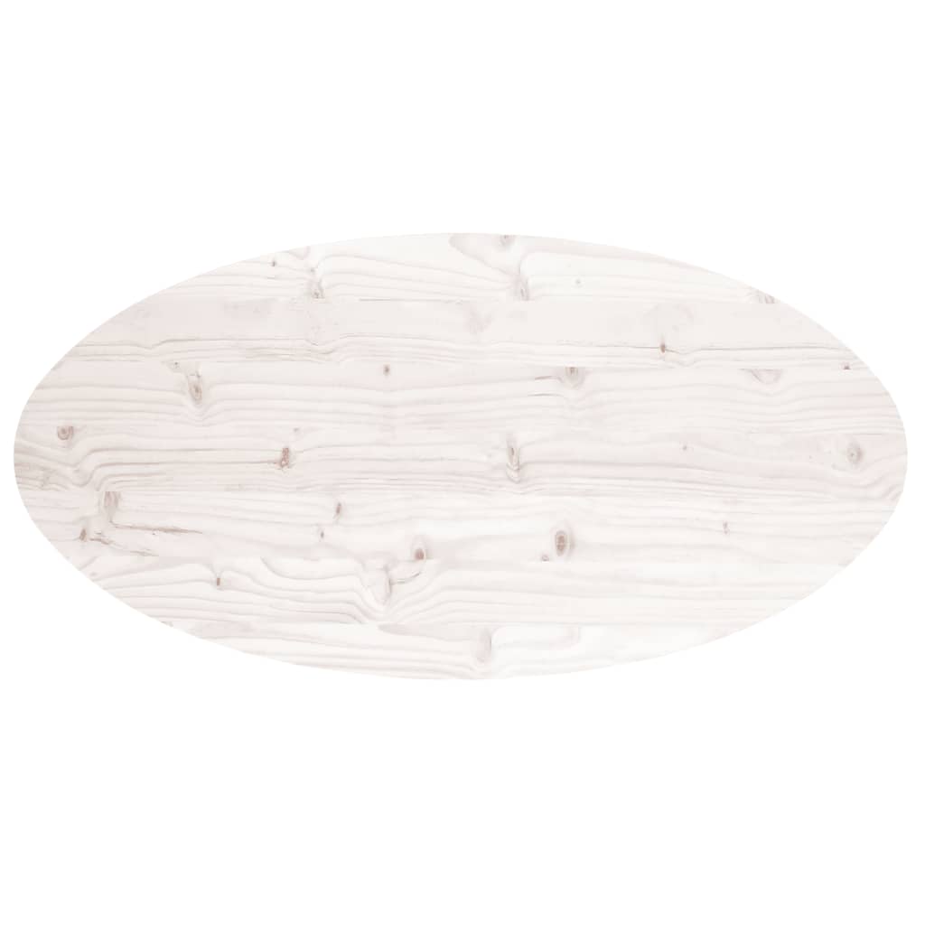 Tafelblad Ovaal 90X45X2,5 Cm Massief Grenenhout 90 x 45 x 2.5 cm Wit